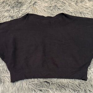 Free People Black Crop Sweater Zip Cuffs Top